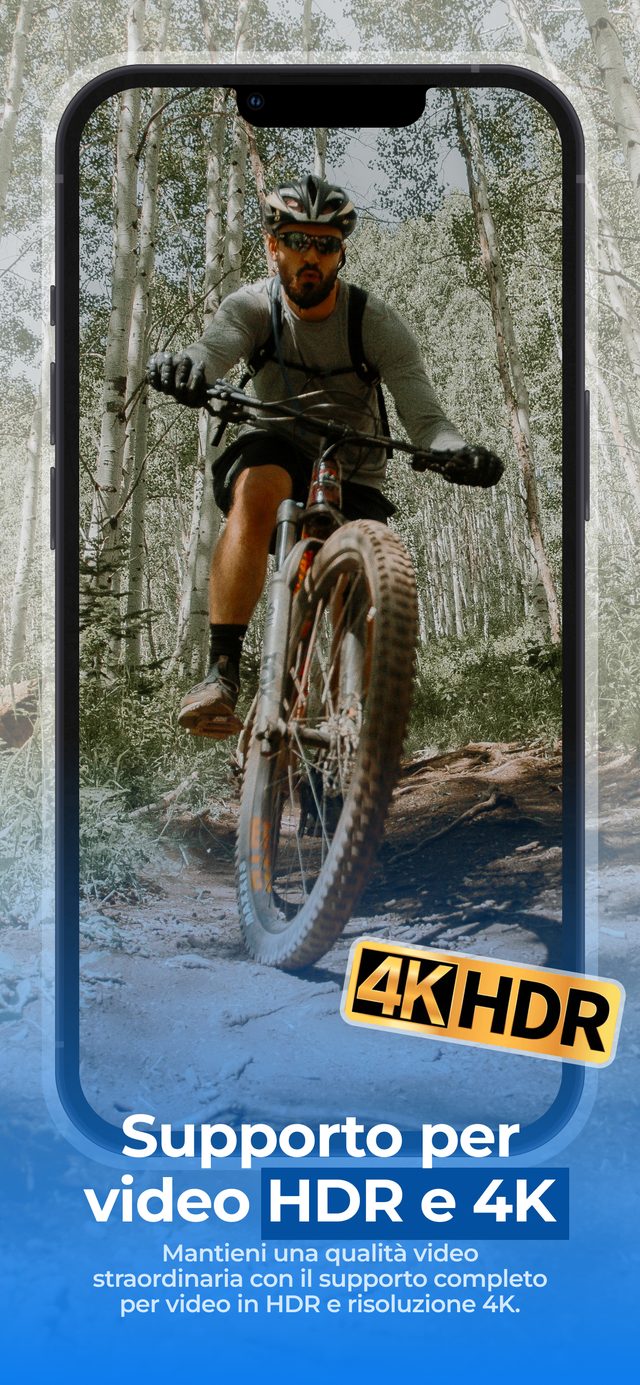 Supporto HDR e 4K — divisione video senza perdita di qualità