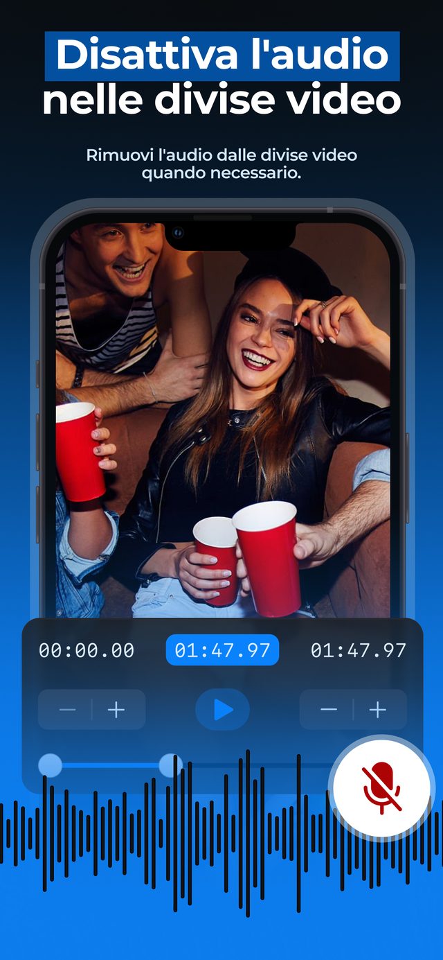 Disattiva audio — esporta le parti senza suono